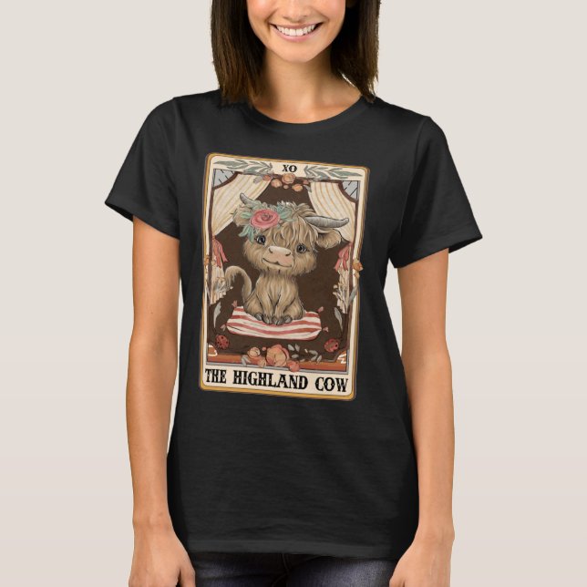 The Highland Cow Tarot Card Cow Mom Western Life W T-Shirt (Front)
