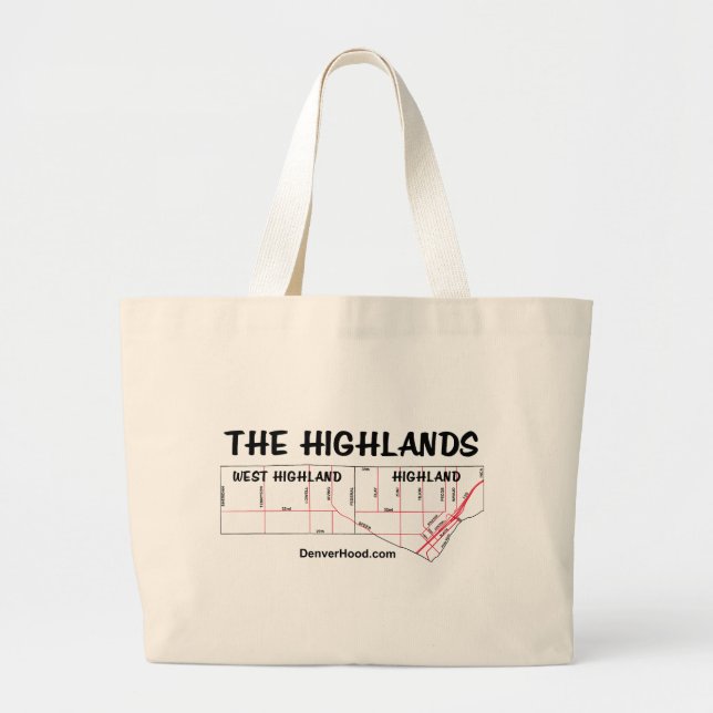 The Highlands Neighborhood Map Large Tote Bag (Front)
