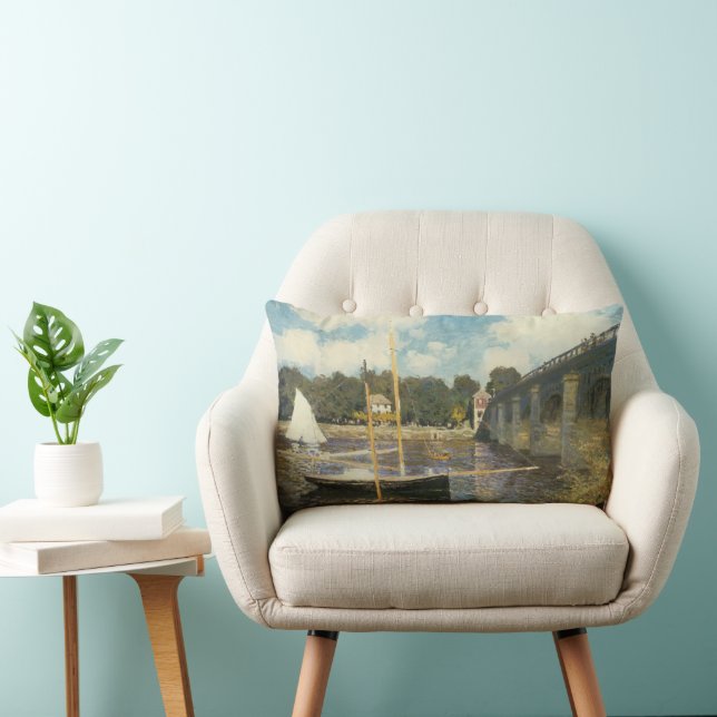 The Highway Bridge at Argenteuil by Claude Monet Lumbar Pillow (Chair)