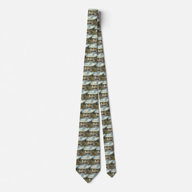 The Highway Bridge at Argenteuil by Claude Monet Neck Tie (Front)