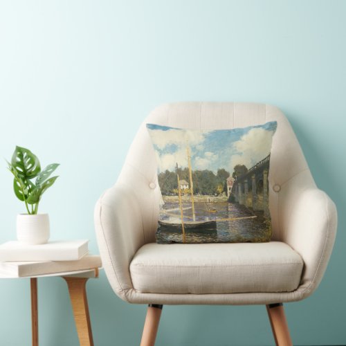 The Highway Bridge at Argenteuil by Claude Monet Throw Pillow