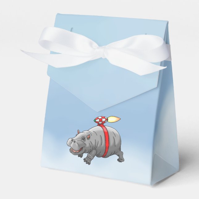 The Hippo with a Jetpack Favor Boxes (Front Side)