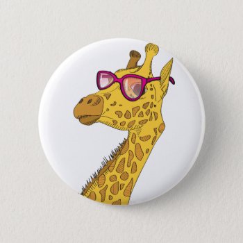 The Hipster Giraffe Button by tsg_pictures at Zazzle