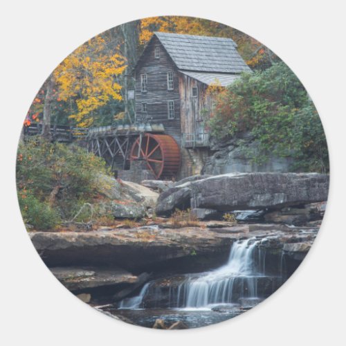 The Historic Grist Mill On Glade Creek Classic Round Sticker