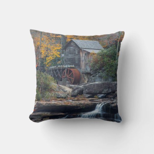 The Historic Grist Mill On Glade Creek Throw Pillow