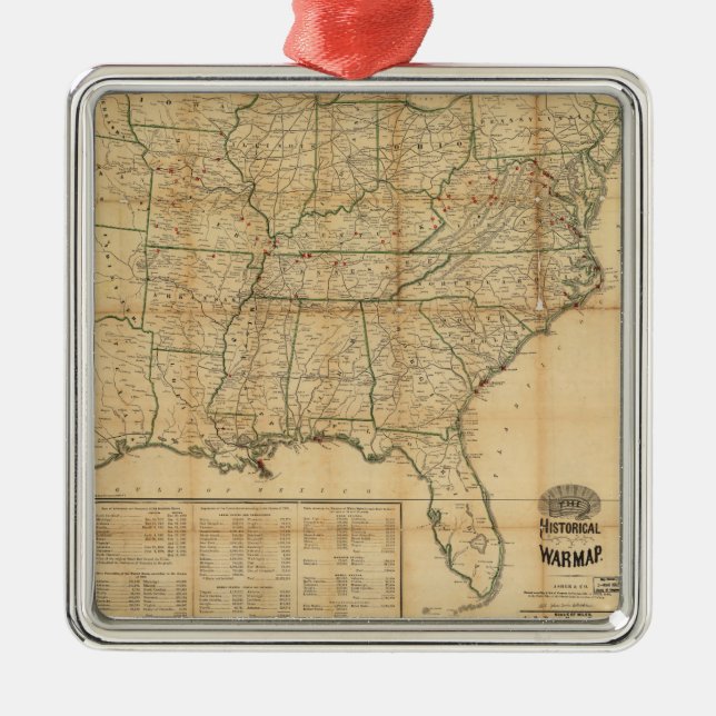 The Historical Civil War Map (1862) Metal Ornament (Front)