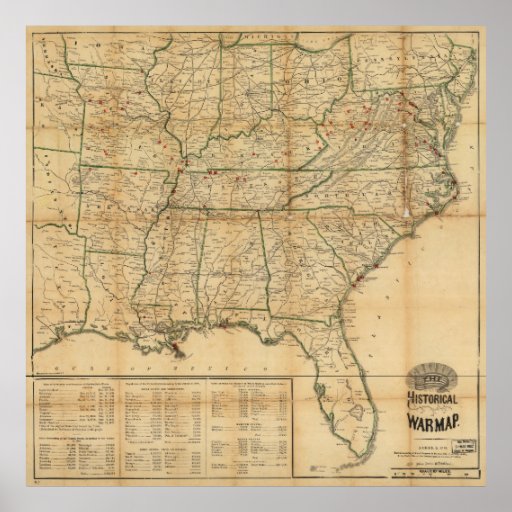 The Historical Civil War Map (1862) Poster | Zazzle