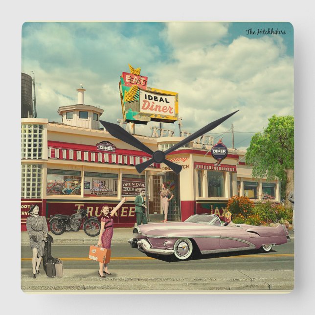 The Hitchhickers Square Wall Clock (Front)