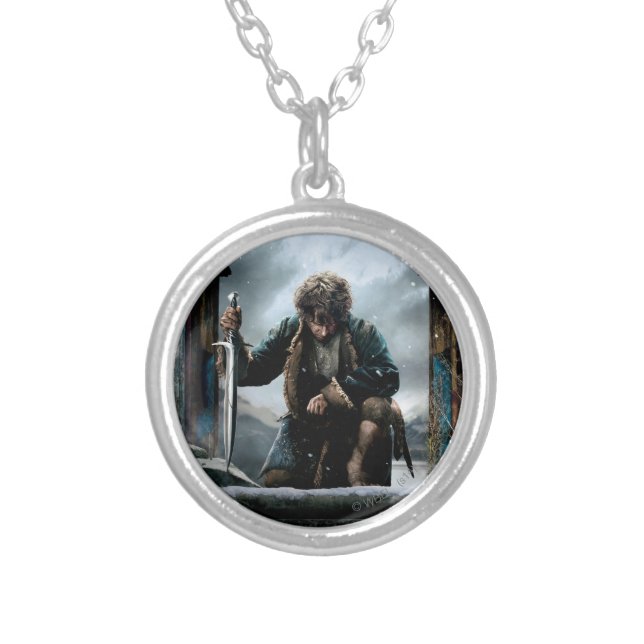The Hobbit - BILBO BAGGINS™ Movie Poster Silver Plated Necklace (Front)