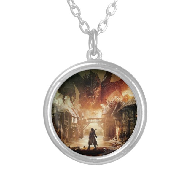 The Hobbit - Laketown Movie Poster Silver Plated Necklace (Front)