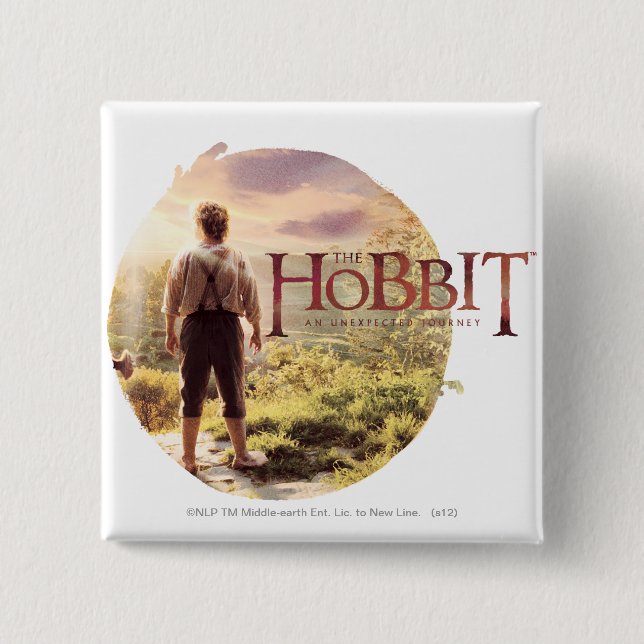 The Hobbit Logo with BILBO BAGGINS™ Back Pinback Button (Front)
