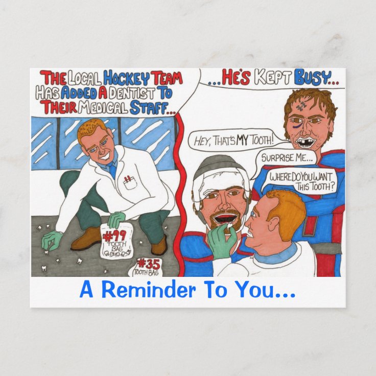 The Hockey Dentist Reminder Post Card Zazzle
