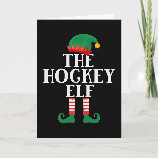 The Hockey Elf Funny Christmas Card (Front)
