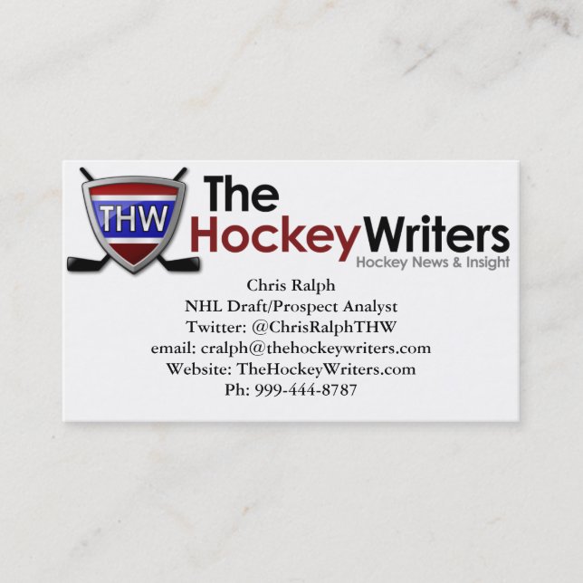The Hockey Writers' Business Card 100 pack (Front)