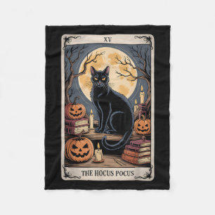 The Hocus Pocus Tarot Halloween Cat Pumpkin Mystic Fleece Blanket