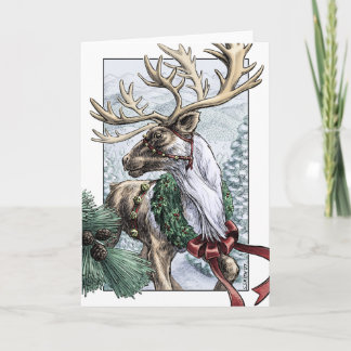 "The Holiday Courier" Reindeer Art (blank inside)
