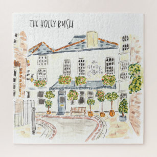 The Holly Bush London Pub Watercolor Art Jigsaw Puzzle