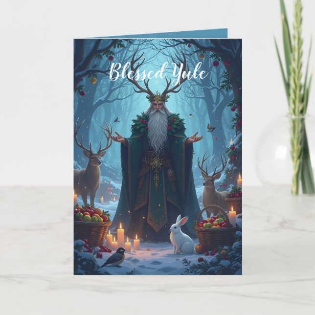 The Holly King welcomes in Yule Card (Front)
