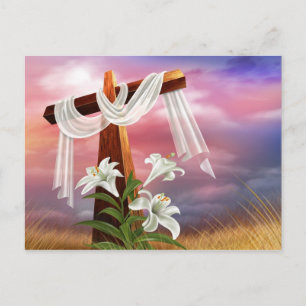 The Holy Cross - Draped in White with Lilies Postcard