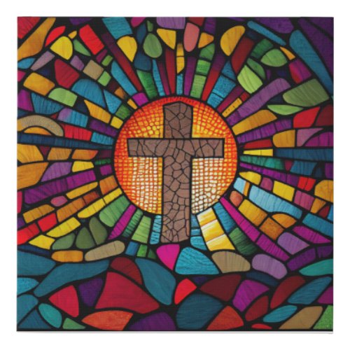 The Holy Cross Glass Stained _ AI Generated Art Faux Canvas Print