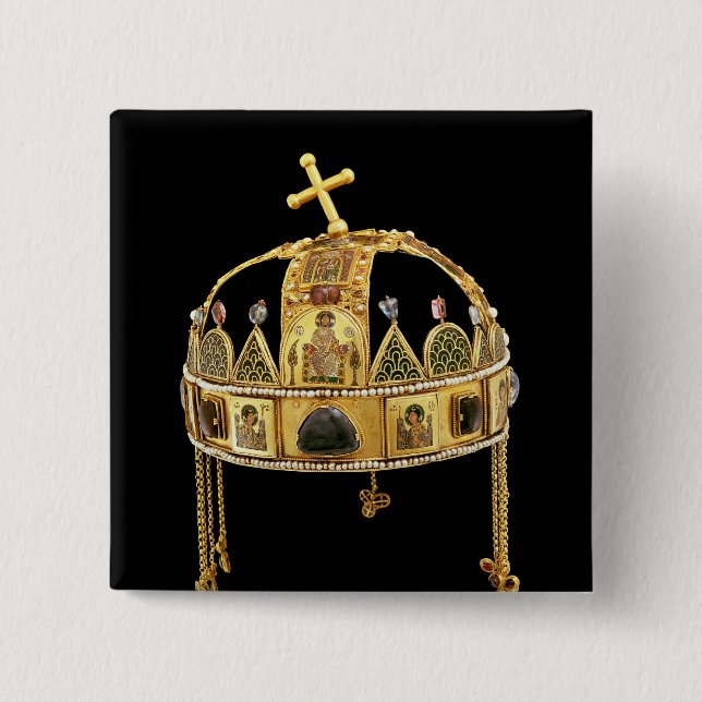 The Holy Crown of Hungary, 11th-12th century Pinback Button (Front)