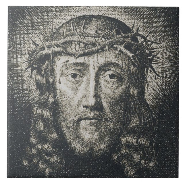 The Holy Face crowned with thorns Ceramic Tile (Front)