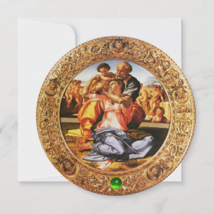 THE HOLY FAMILY CHRISTMAS PARTY Green Emerald Gem Invitation