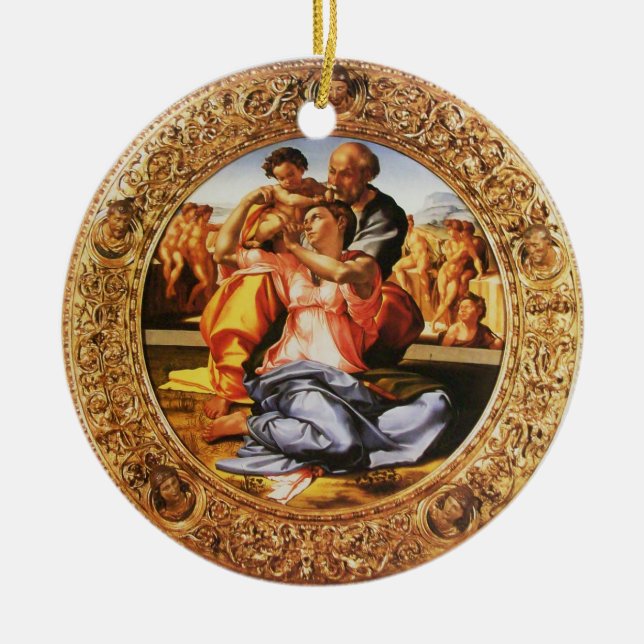 The Holy Family Christmas Photo Template Ceramic Ornament (Front)