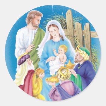 The Holy Family Classic Round Sticker by patrickhoenderkamp at Zazzle