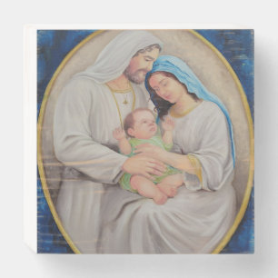 The Holy Family: Divine Love Portrait Wooden Box Sign