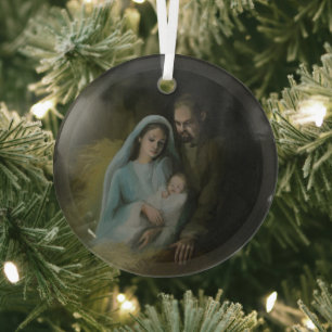 The Holy Family Glass Ornament