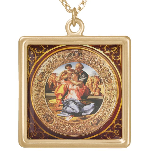 The Holy Family Gold Plated Necklace (Front)
