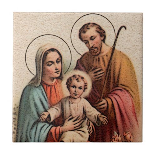The Holy Family _ Jesus Mary and Joseph Ceramic Tile