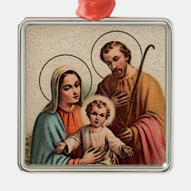 The Holy Family - Jesus, Mary, and Joseph Metal Ornament (Front)