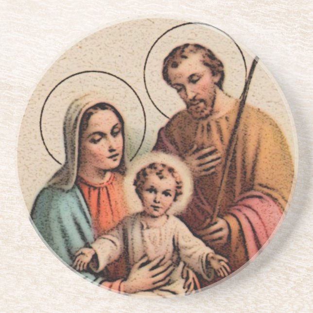 The Holy Family - Jesus, Mary, and Joseph Sandstone Coaster (Front)