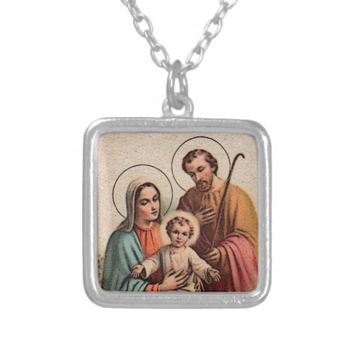 The Holy Family _ Jesus Mary and Joseph Silver Plated Necklace