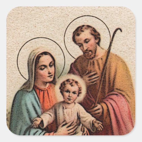 The Holy Family _ Jesus Mary and Joseph Square Sticker