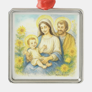 The Holy Family - Nativity Metal Ornament