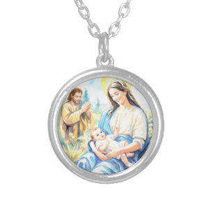 The Holy Family - Nativity Silver Plated Necklace