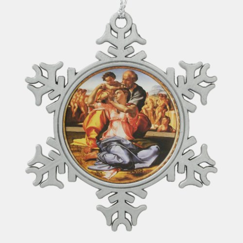 The Holy Family Snowflake Pewter Christmas Ornament