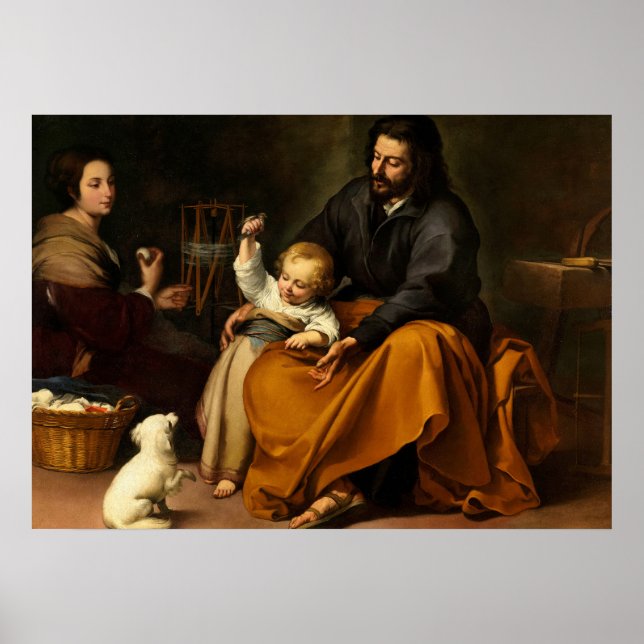 The Holy Family with a Little Bird by Murillo Poster (Front)