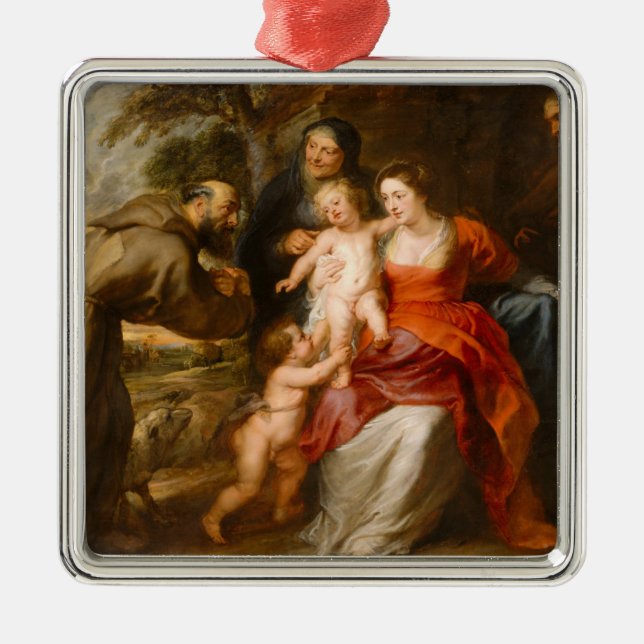 The Holy Family with Saints Metal Ornament (Front)