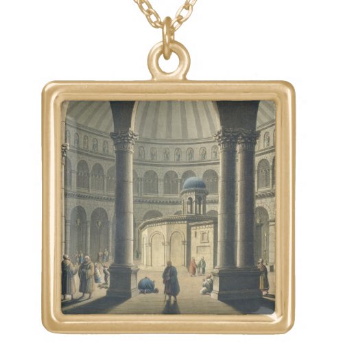 The Holy Sepulchre pub by William Watts 1806 e Gold Plated Necklace