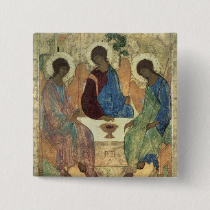 The Holy Trinity, 1420s (tempera on panel) Pinback Button