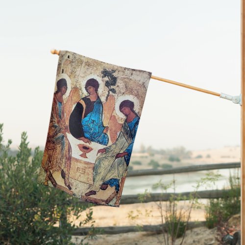 The Holy Trinity by Andrei Rublev Orthodox Icon House Flag