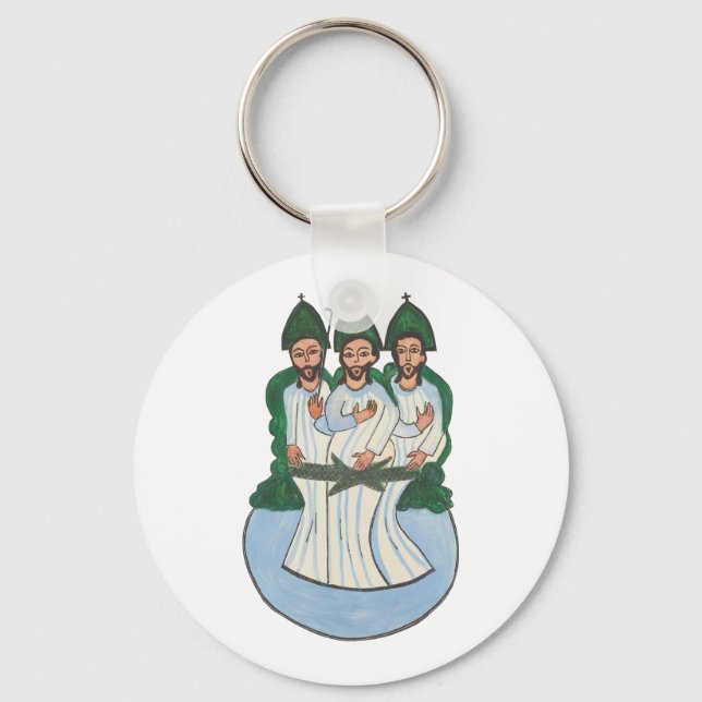 The Holy trinity Vintage Folk art painting  Keychain (Front)