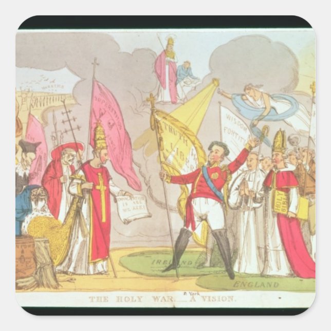 The Holy War - A Vision, satirical cartoon Square Sticker (Front)