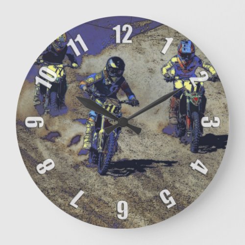 The Home Stretch _ Motocross Racer Large Clock