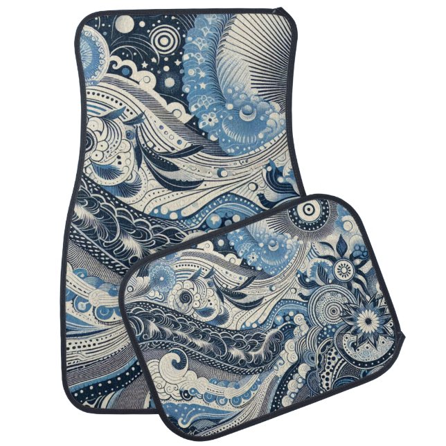 The Home Studio Indigo Bloom Car Floor Mat (Set)