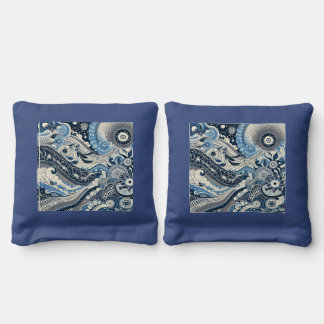 The Home Studio Indigo Bloom Cornhole Bags